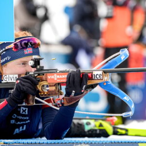 16.03.2025, Pokljuka, Slovenia (SLO): Maren Kirkeeide (NOR) - IBU World Cup Biathlon, mixed relay, Pokljuka (SLO).