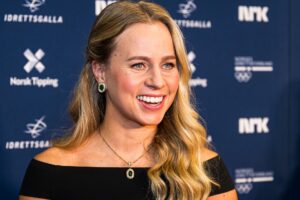 Tiril Eckhoff poses for a photo on the red carpet ahead of Idrettsgallaen on January 4, 2025 in Trondheim.