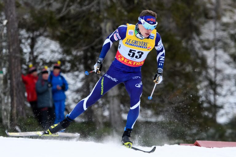 Ari Luusua of Finland competes in the men's sprint classic technique prologue during the FIS Cross-Country World Cup premiere on November 24, 2018 in Ruka.