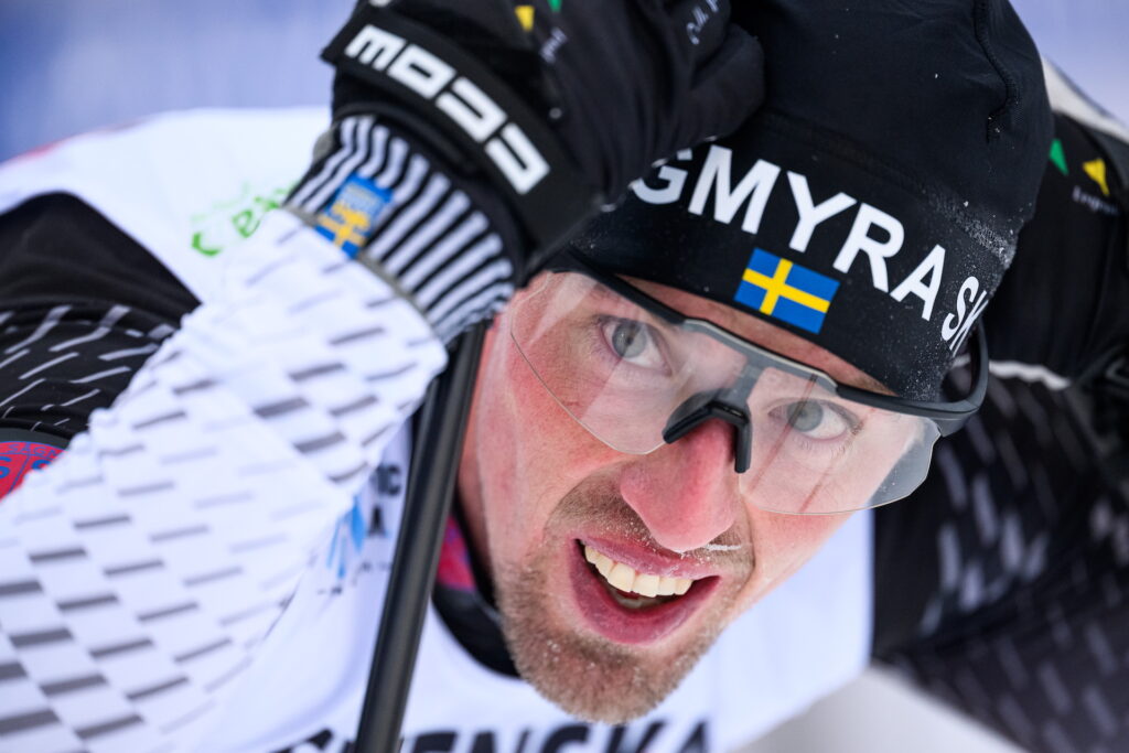Calle Halfvarsson, Sågmyra SK competes in the men's 10 km free technique during the Swedish premiere cross country skiing race on November 23, 2025 in Gällivare.
