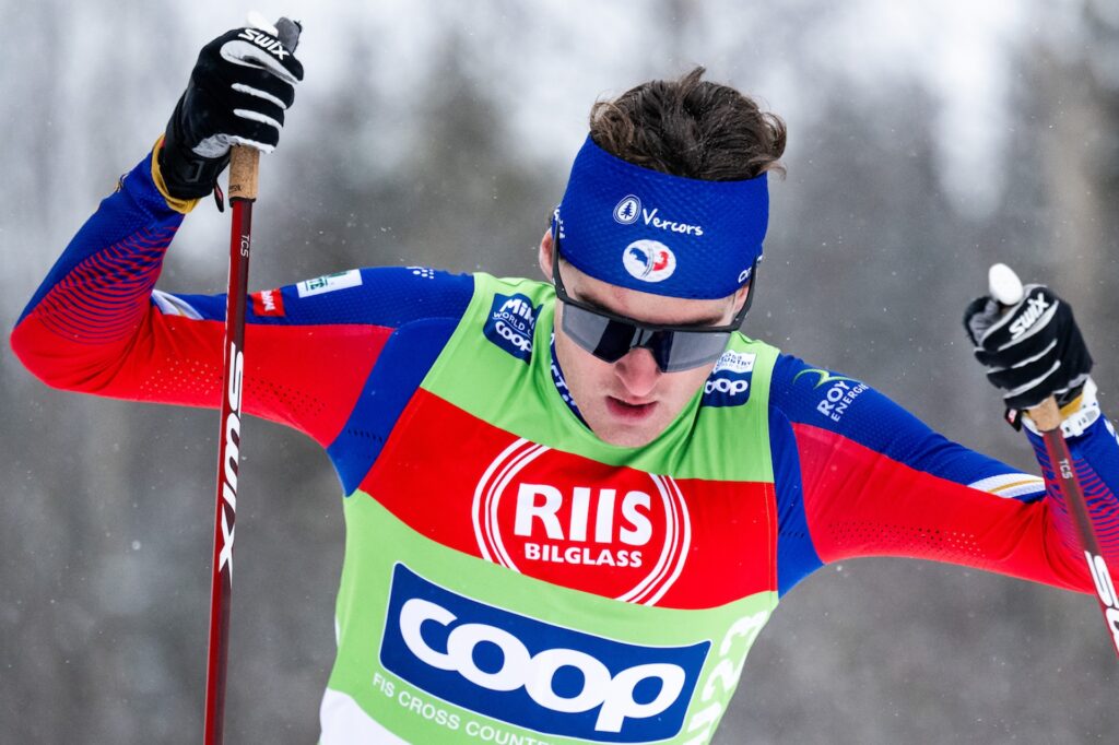 Mathis Desloges of France competes in men's cross country skiing 10 km free technique interval start during the FIS Cross-Country World Cup on December 6, 2024 in Lillehammer. Foto: Mathias Bergeld / BILDBYRÅN