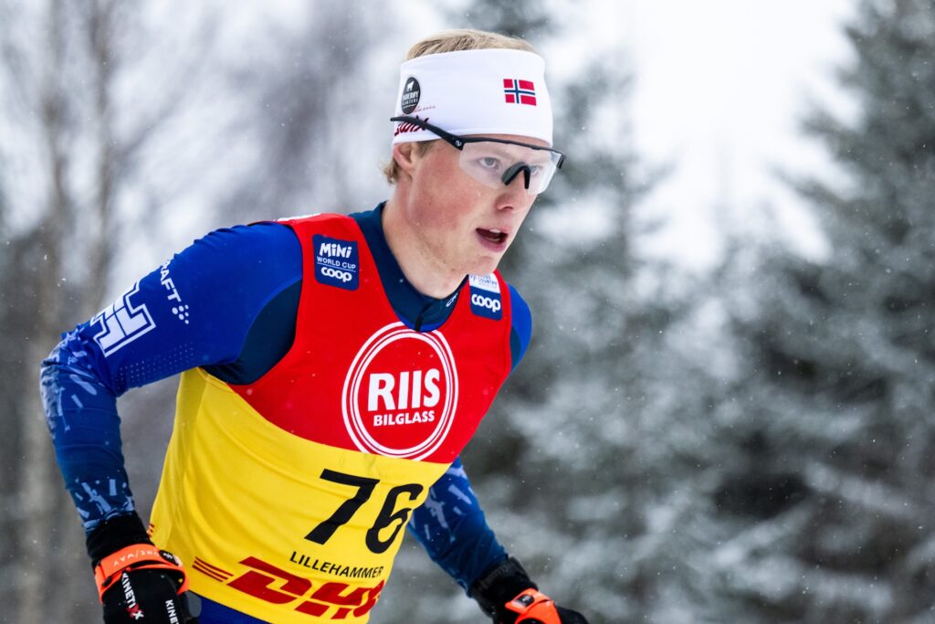 Einar Hedegart of Norway competes in men's cross country skiing 10 km free technique interval start during the FIS Cross-Country World Cup on December 6, 2024 in Lillehammer.