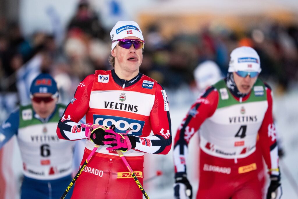 Johannes Høsflot Klæbo of Norway after competing in men's sprint semi final during the FIS Cross-Country World Cup on November 30, 2024 in Ruka.