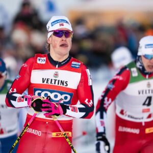 Johannes Høsflot Klæbo of Norway after competing in men's sprint semi final during the FIS Cross-Country World Cup on November 30, 2024 in Ruka.