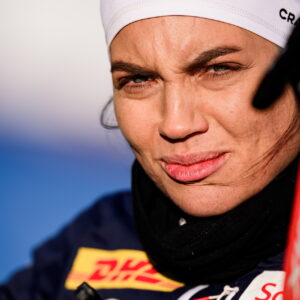 Kristine Stavås Skistad of Norway in the mixed zone after the Women's Sprint final during the FIS Cross-Country World Cup on February 14, 2025 in Falun.