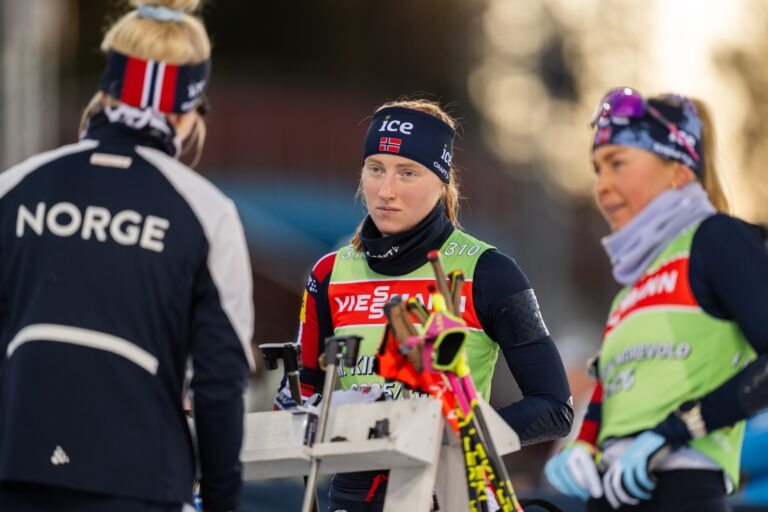 251128 Maren Hjelmeset Kirkeeide of Norway during a training session ahead of the IBU World Cup on November 28, 2025 in Östersund.
