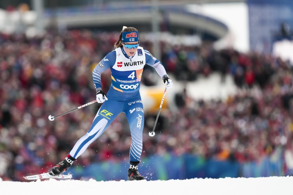 Krista Parmakoski (FIN) - FIS Nordic World Ski Championships Cross-Country, relay women, Trondheim (NOR).