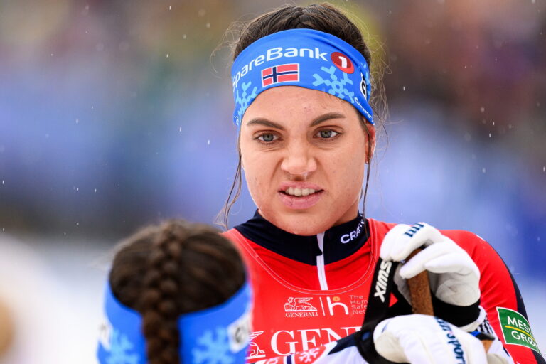 Kristine Stavås Skistad of Norway after competing in the women's classic technique team sprint final during day 8 of the 2025 FIS Nordic Ski World Championships on March 5, 2025 in Trondheim.