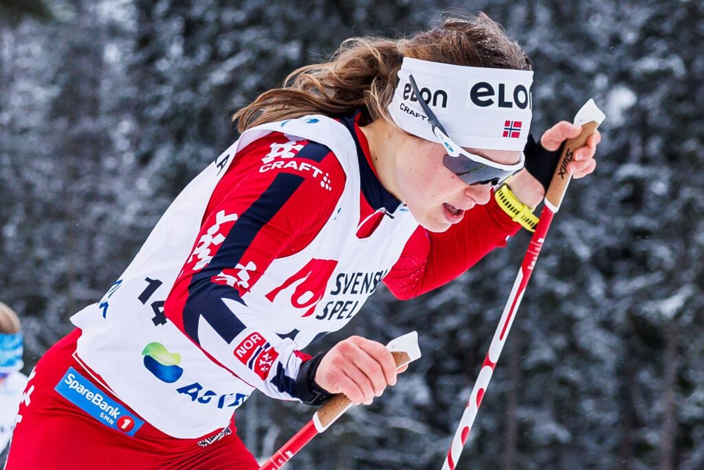 Eva Ingebrigtsen, Bratsberg IL tävlar i damernas sprint under skidtävlingen Smart Energy Cup den 12 december 2025 i Östersund.