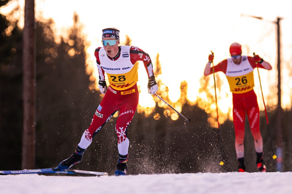 251207 Einar Hedegart of Norway competes in the men's 10 km individual free technique during the FIS Cross-Country World Cup on December 7, 2025 in Trondheim. Photo: / kod MT / MT0916