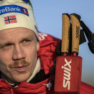 an Thomas Jenssen of Norway in the mixed zone after the men's cross country skiing skiathlon during the FIS Cross-Country World Cup on December 8, 2024 in Lillehammer.