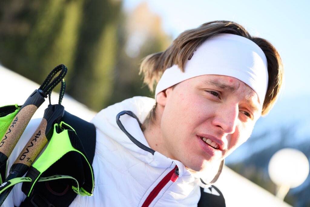 Saveliy Korostelev (Russia) after men's free technique sprint prologue during the FIS Cross-Country World Cup on December 13, 2025 in Davos.