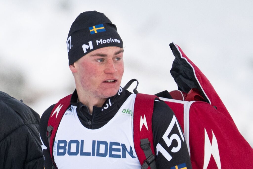 Alvar Myhlback, Bjursås IK after beeing disqualified in the men's sprint during the Swedish cross-country skiing premiere Sverigepremiären on November 21, 2025 in Gällivare.