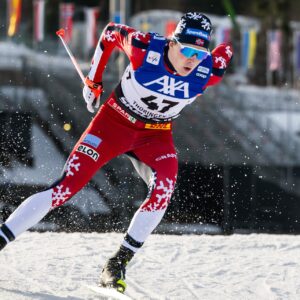 Filip Skari of Norway competes in the men's sprint prologue during the FIS Cross-Country World Cup on January 17, 2026 in Oberhof.