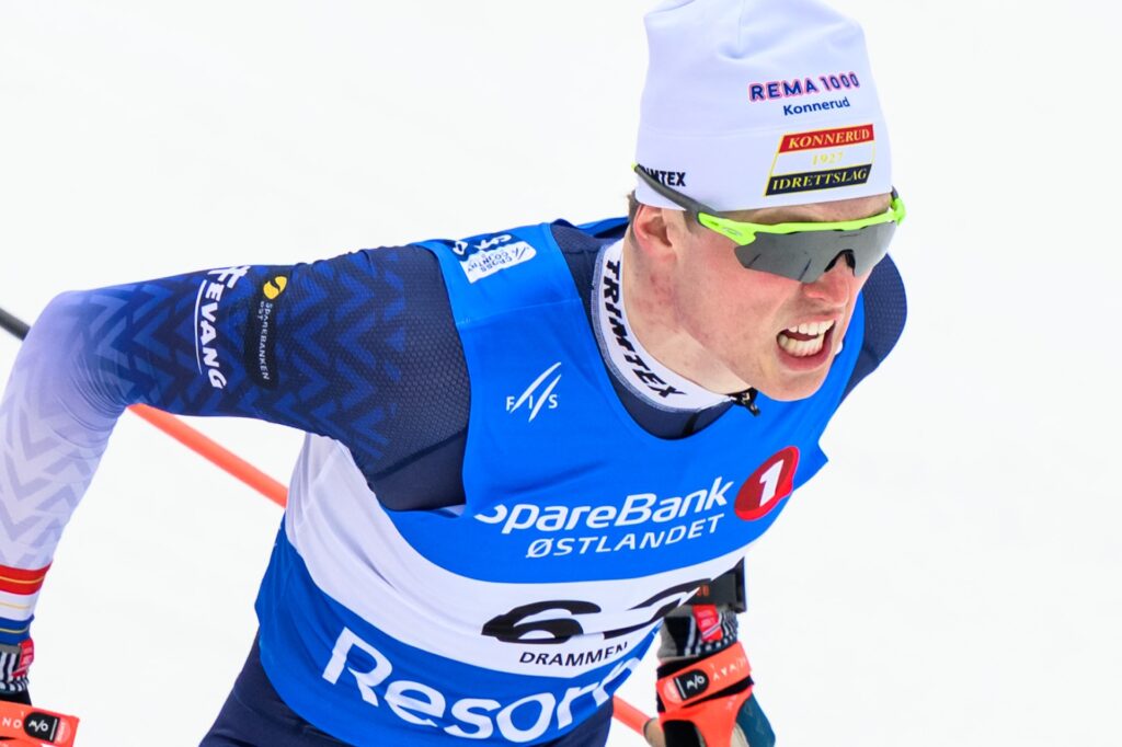 260312 Kristian Kollerud of Norway competes in men's classic technique sprint prologue during the FIS Cross-Country World Cup on March 12, 2026 in Drammen.