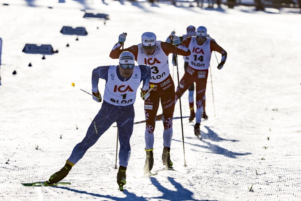 250111 Sindre Bjoernestad Skar, Baerums Verk og hauger if, NOR tävlar i herrarnas sprint final under Smart Energy Cup Skandinavisk Cup den 11 januari 2025 i Falun. Foto: Daniel Eriksson / BILDBYRÅN / COP 173 / DE0266