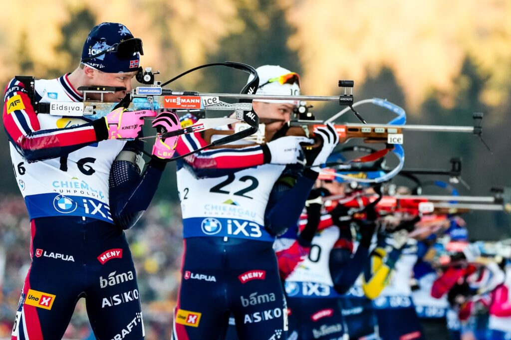 18.01.2026, Ruhpolding, Germany (GER): Martin Uldal (NOR), Vetle Sjaastad Christiansen (NOR), (l-r) - IBU World Cup Biathlon, pursuit men, Ruhpolding (GER).