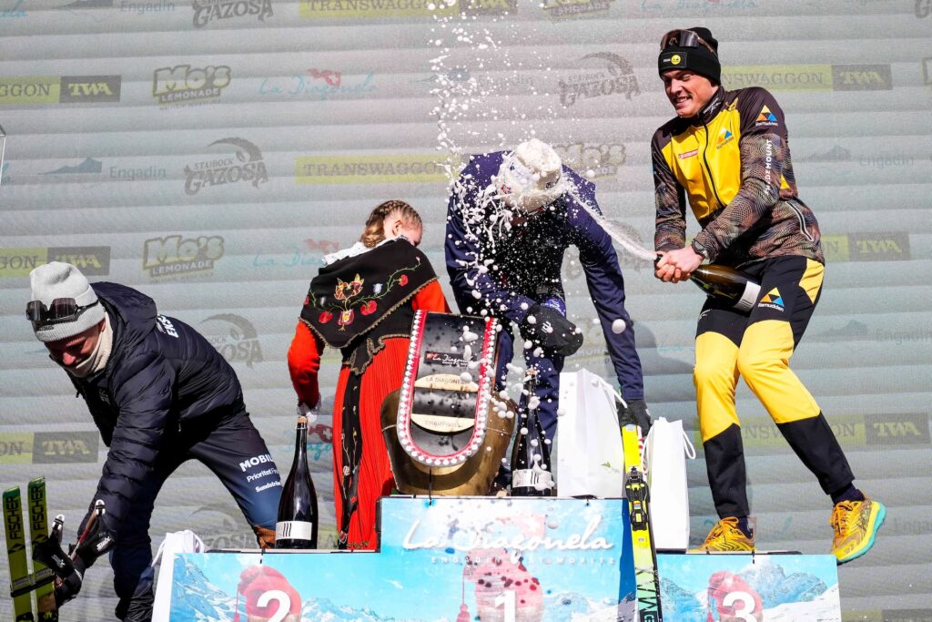 Jeremy Royer (FRA), Amund Riege (NOR), Magnus Vesterheim (NOR), (l-r)  - Ski Classics Engadin La Diagonela Foto: Barbieri/NordicFocus