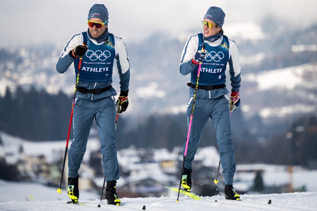 260205 Emil Iversen and Johannes Høsflot Klæbo of Norway at a Cross-Country Skiing training session during day -1 of the 2026 Winter Olympics on February 5, 2026 in Val di Fiemme.