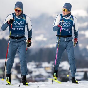 260205 Emil Iversen and Johannes Høsflot Klæbo of Norway at a Cross-Country Skiing training session during day -1 of the 2026 Winter Olympics on February 5, 2026 in Val di Fiemme.