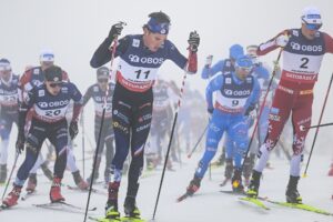 Victor Lovera (FRA), Mathis Desloges (FRA), Martin Loewstroem Nyenget (NOR), (l-r) - FIS world cup cross-country, mass, Oslo (NOR).