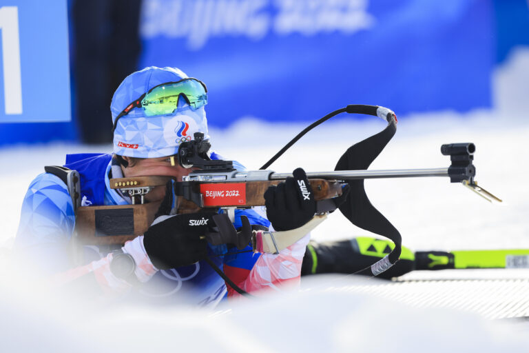 15.02.2022, Beijing, China (CHN): Eduard Latypov (ROC) - XXIV. Olympic Winter Games Beijing 2022, Biathlon, relay men, Beijing (CHN).