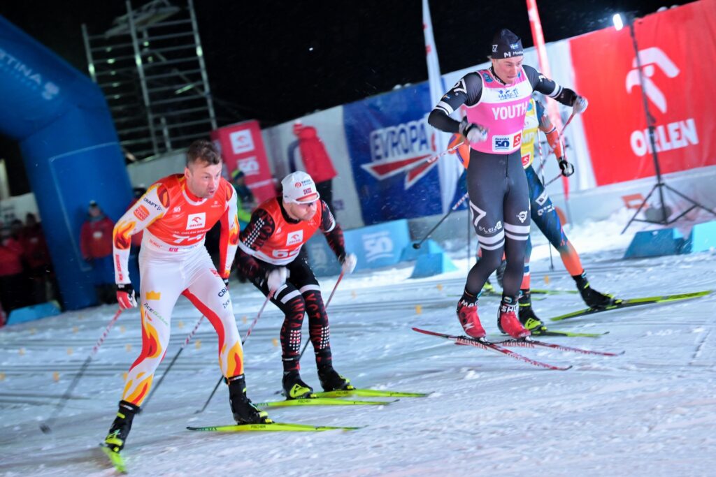 Petter Northug Jr (NOR), Simon Vuillet (FRA), Alvar Myhlback (SWE), (l-r) - Ski Classics Bedrichov Sprint - Bedrichov (CZE). Reichert/NordicFocus. 