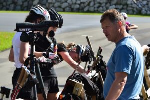 Lara Wagner (AUT), Reinhard Gösweiner (AUT) - Biathlon summer training, Hochfilzen (AUT).