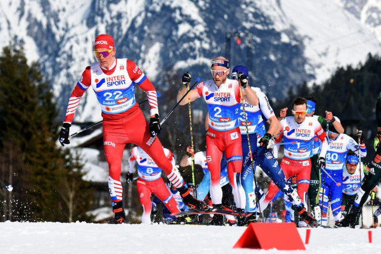 FÅR VI SE dette allerede i VM i Falun 2017? Alexander Bolshunov i teten under VM i Seefeld 2019. Foto: BILDBYRÅN
