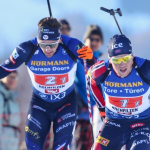Fabien Claude (FRA) og Johannes Dale-Skjevdal (NOR). WC Hochfilzen 2025