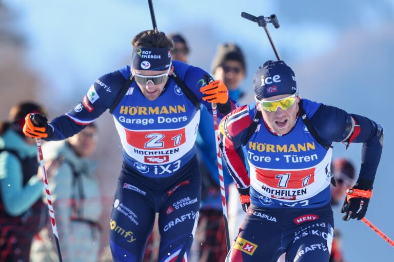 Fabien Claude (FRA) og Johannes Dale-Skjevdal (NOR). WC Hochfilzen 2025