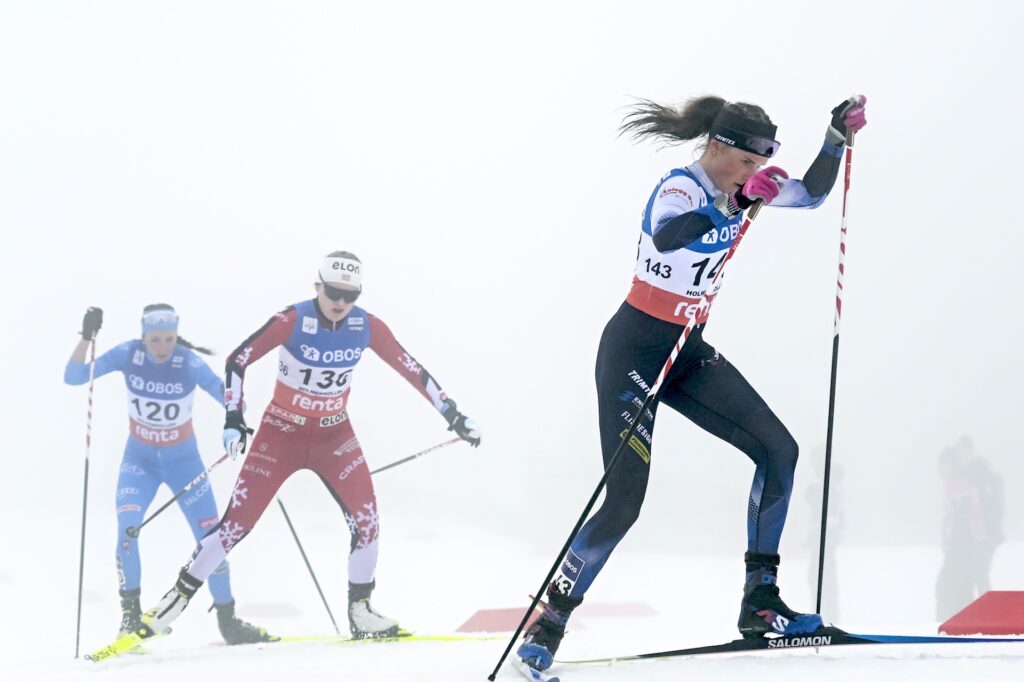 Oline Vestad under verdenscupdebuten i Holmenkollen, der hun ble nummer 11. Foto: Authamayou/NordicFocus.