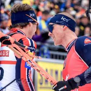 Vebjoern Soerum (NOR), Endre Stroemsheim (NOR), (l-r) - IBU World Cup Biathlon, individual men, Ruhpolding 2025